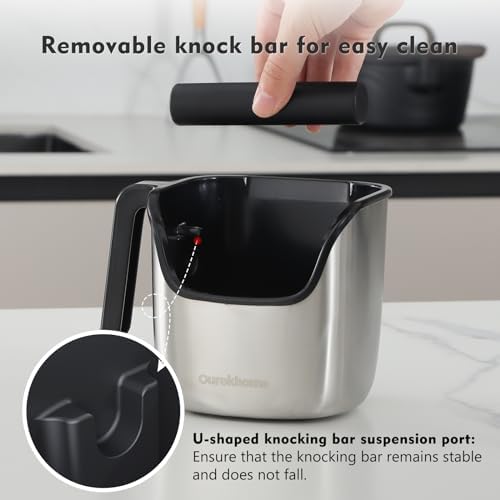 Ourokhome Knock Box Espresso Accessories, The Latest Patented Stainless Steel Espresso Machine Tool for Coffee, Salad Spinner Lettuce Dryer, One-handed Easy Press Large Vegetable Dryer Salad Mixer - Image 5