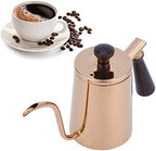 304 Stainless Steel Gooseneck Coffee Kettle,Drip Resistant Spout,Coffee Kettle,700ml Gooseneck Drip Kettle with Wooden Handle (Long Mouth-Rose Gold) - Image 5