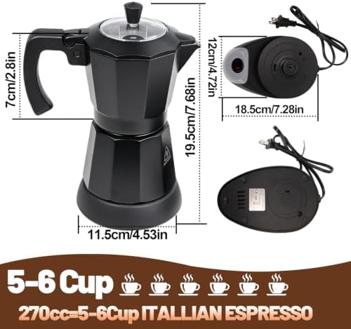 Electric Aluminum Moka Pot 3-6 Cup 150-300ml Stovetop Espresso Maker - Image 2