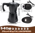 Electric Aluminum Moka Pot 3-6 Cup 150-300ml Stovetop Espresso Maker - Image 2