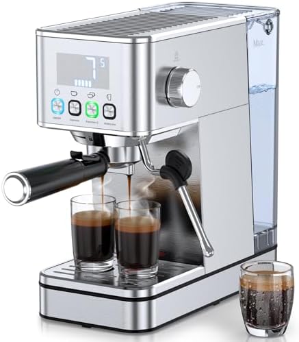 Espresso Machine 20BAR, Steam Frorther & Cold Brew, Stainless Steel by KIUADOA