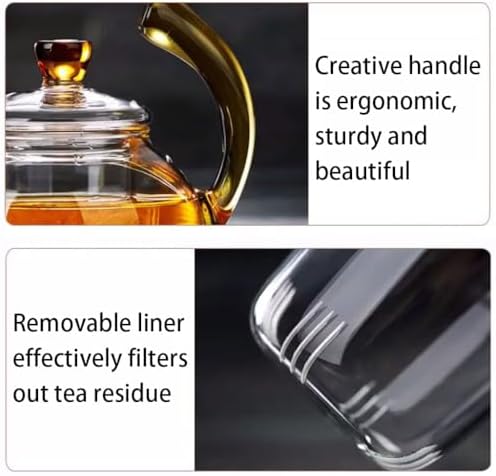 Removable Transparent Glass teapot Home with Infuser Small Tea Kettle Portable Tea Maker Container Tea Set Cleanable - Image 7