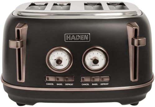 Haden Dorset 4 Slice Wide Slot Stainless Steel Bread Toaster, Black/Pewter by Unknown
