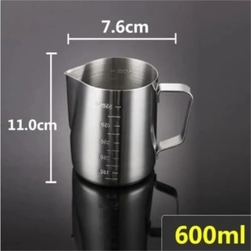 Milk Frother Cup Stainless Steel Coffee Milk Frothing Pitcher Stainless Steel Long Handle Eagle Spout Jug for DIY Latte Cappuccino Art Making(600ml) - Image 2