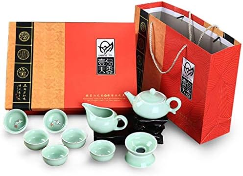 SGSG Japanese Cast Iron Tetsubin Teapot Chinese Tranditional Porcelain Celadon Carp Pattern Kung Fu Tea Set Teapot and Tea Cup 9 Pcs, for Home Office Business T by Unknown