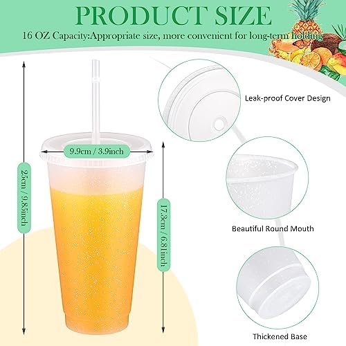 Roshtia 24 Pack Clear Plastic Tumblers with Lid and Straw, 24 Oz - Image 2