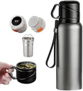 Double wall vacuum Leakproof stainless steel wide mouth insulated water bottle;tea tumbler with infuser,cup,lid;smart thermoses hot drinks;thermal flask ice coffee with led digital temperature display by Unknown