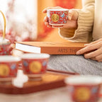 Chinese Tea Gift Set Service Porcelain Wedding Tea Set, Kungfu Tea Set, Enamel Color Change Household Wedding Gift to The end 1 Tea Pot 6 Cups 1 Gift Box - Image 7