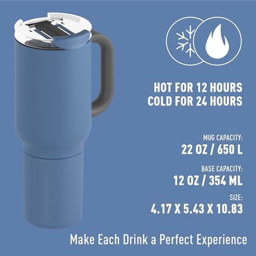 ASOBU DUPLEX 2-in-1 Travel Mug and Beer Can Holder Enjoy hot and cold drinks simultaneously -22 oz Hot Coffee or Tea Tumbler with Attached 12 oz Cold Can Holder for Beer or Soda, Slate Gray - Image 2
