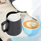 420ml 304 Stainless Steel Milk Frothing Pitcher with Handle, Frother Cup with Eagle Beak Spout, Latte Cup for Milk Coffee Tea (Black) - Image 5