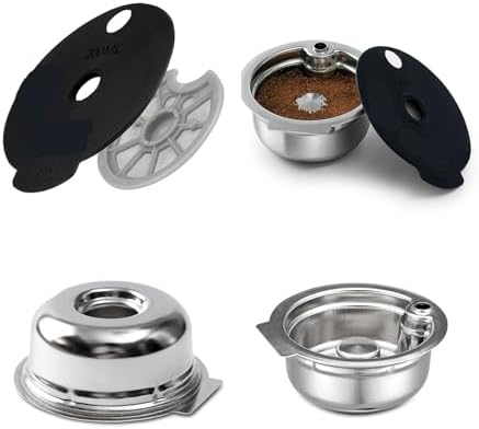 Reusable Pod,Silicone Cap Lid Stainless Steel Refill Coffee Capsule，Compatible With Bosch.,Compatible With Tassimo，with 60/180/ 200 /220ml(Pp 220ml,With tamper) - Image 3