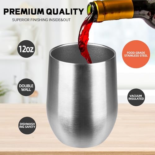 StarSpeed 12oz/12 Pack Insulated Wine Tumbler with Lid,Silver - Image 3