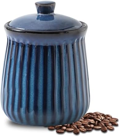 Hasense Ceramic Storage Containers, 35 oz Coffee Canister with Airtight Lids, Porcelain Food Storage Jar, Kitchen Storage Container for Countertop, Flour and Sugar Containers for Cookie, Candy, Blue by Hasense