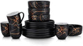 Stone Lain Gold Splash Dinnerware Set - Black & Gold, Set of 16 by Unknown