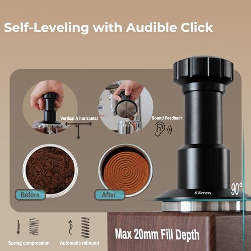 53mm Espresso Tamper, Calibrated Coffee Tamper with Spring Loaded Pressure(25lb/30lb/35lb), Sound Feedback & Stainless Steel Tamper Tool Espresso Fits 54mm Portafilter - Image 4
