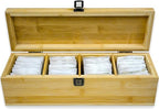 Bamboo Tea Organizer Box Chemical Free Eco-Friendly Big, Tall, Adjustable Cubbies Natural Wooden Storage Chest (4-Slot Across 14.3" x 4.4" x 4.2" with Tea Leaf design) - Image 5