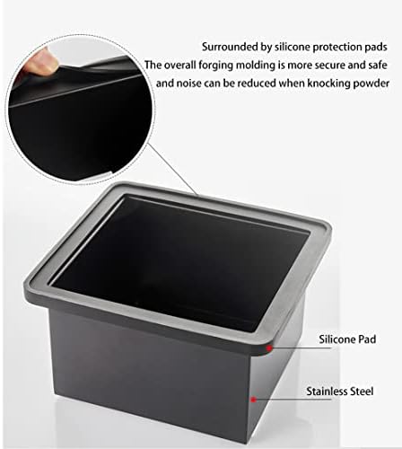 Coffee Knock Box, Stainless Steel Dump Bin Espresso Knock Box for Coffee Grounds with Removable Non-Slip Base Shock-Absorbent for Knocking Portafilter Filter Grinds (L) - Image 5