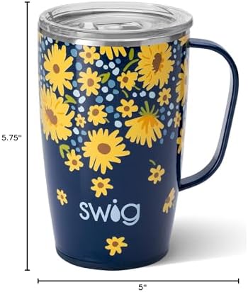 Swig Life 18oz Insulated Travel Mug with Handle & Lid, Lazy Daisy - Image 7
