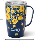Swig Life 18oz Insulated Travel Mug with Handle & Lid, Lazy Daisy - Image 7