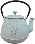 Ebros Gift Traditional Oriental Tetsubin Mint Green Leaves Design Cast Iron Teapot With Enameled Interior 32oz Asian Japanese Chinese Fusion Housewarming Tea Pot Accent by EbrosGift