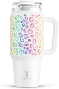 Meoky 32 oz Tumbler with Handle, Insulated Tumbler with Lid and Straw, Stainless Steel Travel Mug, Keeps Cold for 24 Hours, 100% Leak Proof, Fits in Car Cup Holder (Kiss) by MEOKY