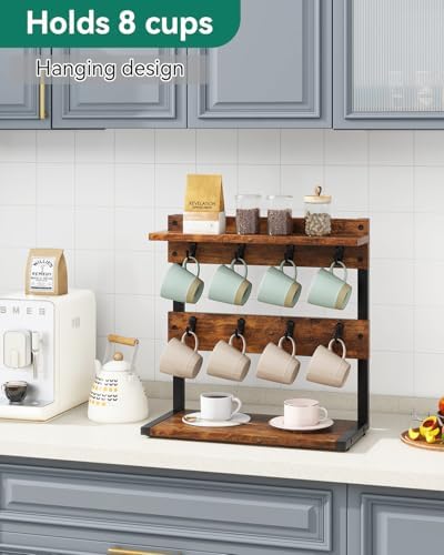 IBUYKE Countertop Mug Tree,Coffee Mug Cup Holder,Brown TBJ002H - Image 2
