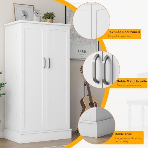 kepptory 47” Pantry Cabinet, Kitchen Pantry Storage Cabinet with Doors and Adjustable Shelves,Freestanding Buffet Cupboards Sideboard for Living Room and Dinning Room (White) - Image 5
