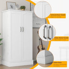 kepptory 47” Pantry Cabinet, Kitchen Pantry Storage Cabinet with Doors and Adjustable Shelves,Freestanding Buffet Cupboards Sideboard for Living Room and Dinning Room (White) - Image 5
