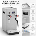 2500W Commercial Milk Frother and Steamer, 2.1Gal Stainless Steel Milk Foam Machine with Steam Wand for Latte, Cappuccino, Coffee Shop, Silver - Image 7