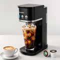 Jesslyn Single Serve Hot and Iced Coffee Maker, Compatible with Multiple Coffee Pods & Ground, Fits Tall Mugs, Over Ice & Strong Brew Function, for Home Office Travel RV Dorm (BLACK) by Jesslyn
