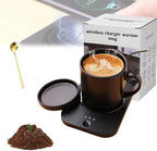 Wireless Tea Warmer Set,Smart Heated Mug Kit with Wirelessly Charge cell phone,Mug Warmer for Desk,Electric Coffee Warmer with Mug Set,Cordless Cup Warmer Rechargeable,Heated Cup Auto Shut Off (Black) by Unknown