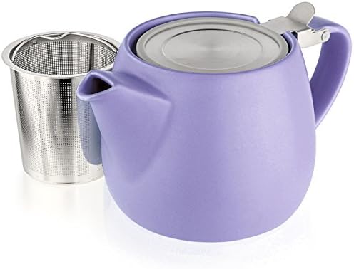 Tealyra - Pluto Porcelain Small Teapot Violet - 18.2-ounce (1-2 cups) - Matte Finish - Stainless Steel Lid and Extra-Fine Infuser To Brew Loose Leaf Tea - 540ml by Tealyra