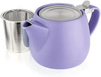 Tealyra - Pluto Porcelain Small Teapot Violet - 18.2-ounce (1-2 cups) - Matte Finish - Stainless Steel Lid and Extra-Fine Infuser To Brew Loose Leaf Tea - 540ml by Tealyra