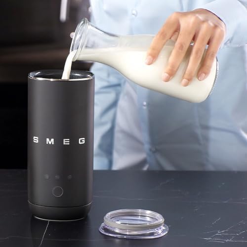 SMEG MFF02 Retro Style Mini Electric Milk Frother – Automatic Hot and Cold Foam Maker for Cappuccino, Latte & Specialty Coffee, 500W One-Touch Operation, Compact Design Coffee Accessory (Matte Black) - Image 2