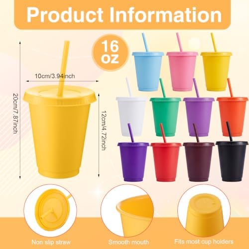 Sieral 30 Pack Reusable Plastic Cups with Lids Straws,Classic Color - Image 3