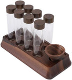 CHICIRIS Coffee Bean Storage Tubes, Clear Glass with Walnut Wooden Stand and Airtight Seal, 8pcs Dosing Containers for Home Bar Shop - Image 5