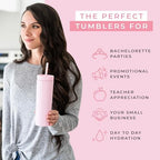 STRATA CUPS Pink Skinny Tumblers with Lids and Straws (12 pack) - 16oz Double Wall Acrylic Tumbler, Tall Matte Skinny Tumblers, Bulk with Free Straw Cleaner, Reusable Cups - Image 5