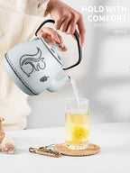 Toptier Teapot with Removable Infuser, Cast Iron Tea Kettle Stovetop Safe, Squirrel Design Tea Pot Coated with Enameled Interior for 32 Ounce (950 ml), Light Blue - Image 7