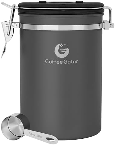 Coffee Gator Coffee Canister, 22oz Airtight Stainless Steel Container by CoffeeGator