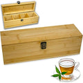 Bamboo Tea Organizer Box Chemical Free Eco-Friendly Big, Tall, Adjustable Cubbies Natural Wooden Storage Chest (4-Slot Across 14.3"x 4.4" x 4.2") by ZenEarthInspired
