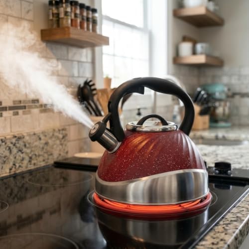 3L Stainless Steel Whistling Tea Kettle with Granite Coating – Speckled Stovetop Tea Pot with Capsuled Base Heat-Resistant Ergonomic Handle for All Stovetops by Unknown