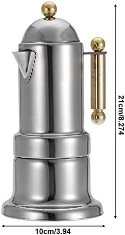 Fdit Stovetop Coffee Maker, Stainless Steel Pot Brewer for Home Kitchen Silver 200ml 2 Cup with Safety Valve Ergonomic Handle Induction and Open Flame Compatible - Image 2
