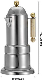 Fdit Stovetop Coffee Maker, Stainless Steel Pot Brewer for Home Kitchen Silver 200ml 2 Cup with Safety Valve Ergonomic Handle Induction and Open Flame Compatible - Image 2