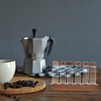 ARTIBETTER 6 Glass Coffee Bean Storage Bottles with Wooden Base Airtight - Image 6