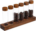 Milisten Glass Coffee Bean Storage Tubes Set with Airtight Seal and Wooden Stand, Single Dose Glass Canisters for Coffee Bean Preservation and Display, Suitable for Home Kitchen by Milisten