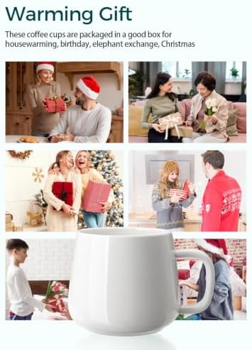 Teocera Coffee Mugs Set of 6-12oz Chip-Resistant Ceramic Cups with Ergonomic Handle | Dishwasher & Microwave Safe White Mugs | Keeps Beverage Hot, Perfect for Family Kitchen & Holiday Gifts - Image 3