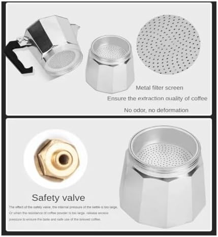 Octagonal Moka Pot 50-600ml Italian Stovetop Espresso Maker Aluminum A/B - Image 4