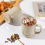 GBhome Large Coffee Mugs Set of 4, 16oz Handmade Stoneware Coffee Mugs Set with Large Handle for Cappuccino/Latte/Tea/Hot Cocoa, Dishwasher & Microwave Safe-Pale khaki - Image 2