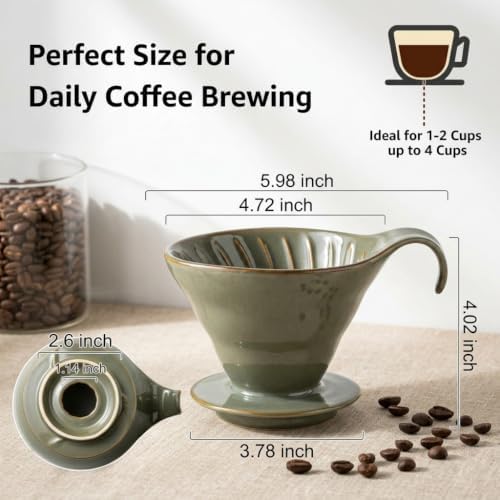 Ceramic Pour Over Coffee Dripper, Single-hole Cone - Image 2