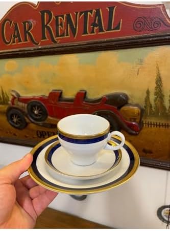 SODEF Antique Porcelain Tea Cup and Saucer Set 3-Piece White Classic Vintage European Style 63 ml Capacity for Single Serving refined Tableware for Coffee or Tea - White by Unknown